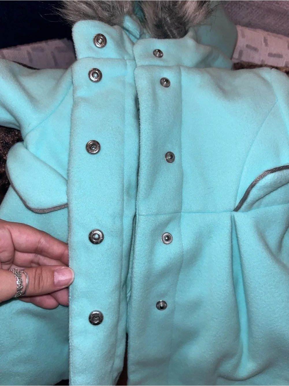 Toddler Girl’s Pea Coat Size 18M Cat & Jack Faux Fur Trim